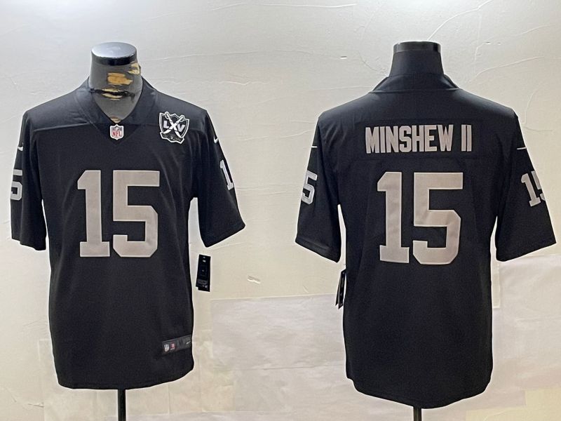 Men Oakland Raiders #15 Minshew ii Black 2024 Nike Limited NFL Jersey style 3->oakland raiders->NFL Jersey
